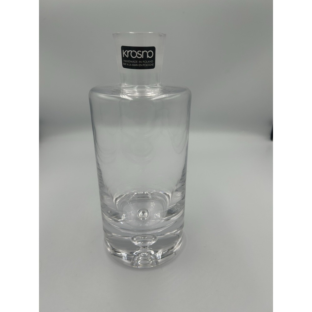 Krosno Handmade Clear Glass Decanter/caraf  Round Shape Poland Artisanal Barware